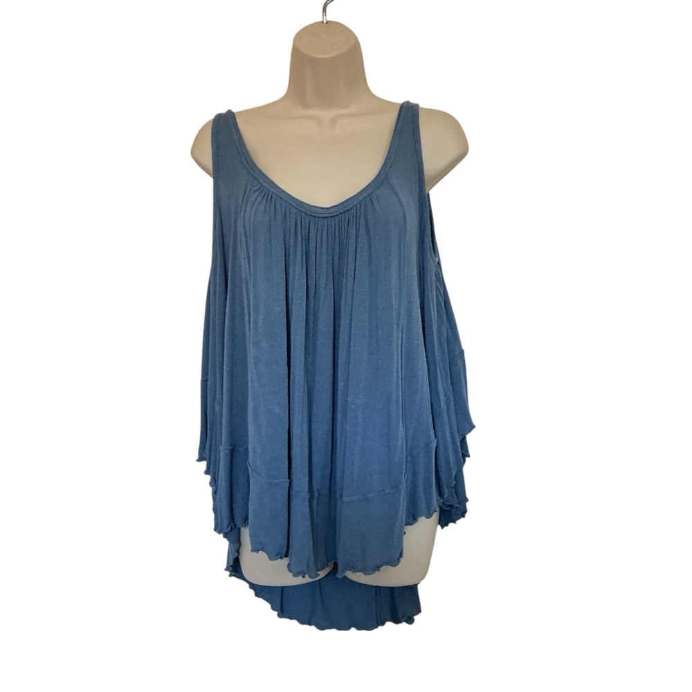 Free People Cold Shoulder Asymetrical Top Size XS Bell Sleeves Oversized